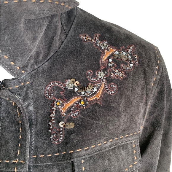 Coldwater Creek Brown Suede Jacket Beaded Embroidered Western Size Large vintage - Picture 17 of 17